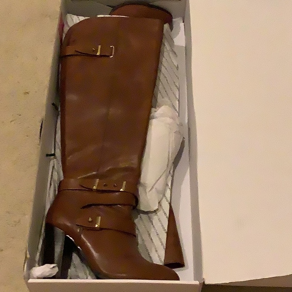 **Never Worn** Aldo boots, brown with buckle design